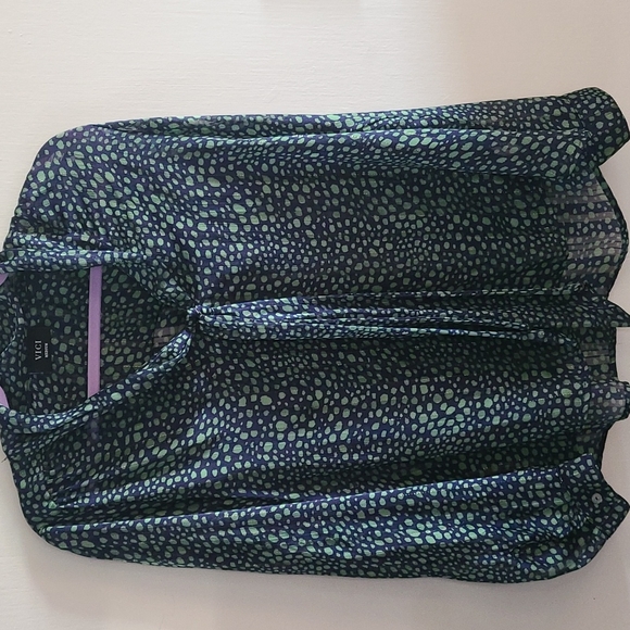Vici Tops - Vici Green Polka Dot Sheer Blouse